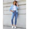 image:imageGRAPENT Slim Straight Leg Jeans for Women Cropped High Waisted Pull On Elastic Waist Stretchy Denim Pants Trouser JeansMedium Blue