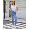 image:imageGRAPENT Slim Straight Leg Jeans for Women Cropped High Waisted Pull On Elastic Waist Stretchy Denim Pants Trouser JeansMedium Blue
