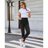image:imageGRAPENT Slim Straight Leg Jeans for Women Cropped High Waisted Pull On Elastic Waist Stretchy Denim Pants Trouser JeansWashed Black