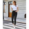 image:imageGRAPENT Slim Straight Leg Jeans for Women Cropped High Waisted Pull On Elastic Waist Stretchy Denim Pants Trouser JeansWashed Black