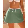 image:imageGRAPENT Swim Skirt for Women High Waisted Contrast Color Tankini Bikini Bottoms Swim Skort Beach Skirts Swimsuit BottomIceberg Green
