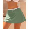 image:imageGRAPENT Swim Skirt for Women High Waisted Contrast Color Tankini Bikini Bottoms Swim Skort Beach Skirts Swimsuit BottomIceberg Green