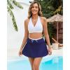 image:imageGRAPENT Swim Skirt for Women High Waisted Contrast Color Tankini Bikini Bottoms Swim Skort Beach Skirts Swimsuit BottomNavy Blue