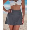 image:imageGRAPENT Swim Skirt for Women High Waisted Ruched Bikini Tankini Bottom Beach Vacation Bathing Suit Swimsuit Skort SkirtsDark Gray