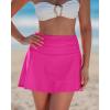 image:imageGRAPENT Swim Skirt for Women High Waisted Ruched Bikini Tankini Bottom Beach Vacation Bathing Suit Swimsuit Skort SkirtsNeon Pink