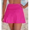 image:imageGRAPENT Swim Skirt for Women High Waisted Ruched Bikini Tankini Bottom Beach Vacation Bathing Suit Swimsuit Skort SkirtsNeon Pink