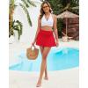 image:imageGRAPENT Swim Skirt for Women High Waisted Ruched Bikini Tankini Bottom Beach Vacation Bathing Suit Swimsuit Skort SkirtsRed