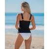 image:imageGRAPENT Tankini Tops for Women Swimwear Twisted Keyhole Padded Bathing Suit Beach Vacation Modest Swimsuit Swim Top OnlyBlack