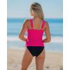 image:imageGRAPENT Tankini Tops for Women Swimwear Twisted Keyhole Padded Bathing Suit Beach Vacation Modest Swimsuit Swim Top OnlyNeon Pink