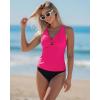 image:imageGRAPENT Tankini Tops for Women Swimwear Twisted Keyhole Padded Bathing Suit Beach Vacation Modest Swimsuit Swim Top OnlyNeon Pink