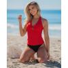 image:imageGRAPENT Tankini Tops for Women Swimwear Twisted Keyhole Padded Bathing Suit Beach Vacation Modest Swimsuit Swim Top OnlyRed