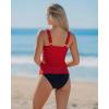 image:imageGRAPENT Tankini Tops for Women Swimwear Twisted Keyhole Padded Bathing Suit Beach Vacation Modest Swimsuit Swim Top OnlyRed