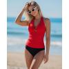 image:imageGRAPENT Tankini Tops for Women Swimwear Twisted Keyhole Padded Bathing Suit Beach Vacation Modest Swimsuit Swim Top OnlyRed