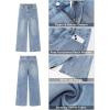 image:imageGRAPENT Wide Leg Jeans Woman Trendy Cropped High Waisted Patch Pocket Stretch Denim Pants Baggy Loose Straight Leg JeansBay Blue