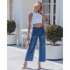 image:imageGRAPENT Wide Leg Jeans Woman Trendy Cropped High Waisted Patch Pocket Stretch Denim Pants Baggy Loose Straight Leg JeansClassic Blue