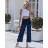 image:imageGRAPENT Wide Leg Jeans Woman Trendy Cropped High Waisted Patch Pocket Stretch Denim Pants Baggy Loose Straight Leg JeansDarkness Blue