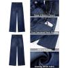 image:imageGRAPENT Wide Leg Jeans Woman Trendy Cropped High Waisted Patch Pocket Stretch Denim Pants Baggy Loose Straight Leg JeansDarkness Blue