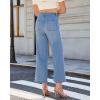 image:imageGRAPENT Wide Leg Jeans Woman Trendy Cropped High Waisted Patch Pocket Stretch Denim Pants Baggy Loose Straight Leg JeansSeaside Blue