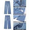 image:imageGRAPENT Wide Leg Jeans Woman Trendy Cropped High Waisted Patch Pocket Stretch Denim Pants Baggy Loose Straight Leg JeansSeaside Blue