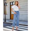 image:imageGRAPENT Wide Leg Jeans Woman Trendy Cropped High Waisted Patch Pocket Stretch Denim Pants Baggy Loose Straight Leg JeansSeaside Blue