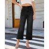 image:imageGRAPENT Wide Leg Jeans Woman Trendy Cropped High Waisted Patch Pocket Stretch Denim Pants Baggy Loose Straight Leg JeansWashed Black