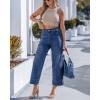 image:imageGRAPENT Wide Leg Jeans for Women Cropped Trendy High Waisted Welt Pocket Stretchy Denim Pants Distressed Trouser JeansClassic Blue