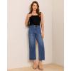 image:imageGRAPENT Wide Leg Jeans for Women Cropped Trendy High Waisted Welt Pocket Stretchy Denim Pants Distressed Trouser JeansClassic Blue