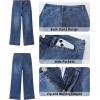 image:imageGRAPENT Wide Leg Jeans for Women Cropped Trendy High Waisted Welt Pocket Stretchy Denim Pants Distressed Trouser JeansClassic Blue