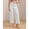 image:imageGRAPENT Wide Leg Jeans for Women Cropped Trendy High Waisted Welt Pocket Stretchy Denim Pants Distressed Trouser JeansCream White