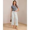 image:imageGRAPENT Wide Leg Jeans for Women Cropped Trendy High Waisted Welt Pocket Stretchy Denim Pants Distressed Trouser JeansCream White