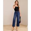 image:imageGRAPENT Wide Leg Jeans for Women Cropped Trendy High Waisted Welt Pocket Stretchy Denim Pants Distressed Trouser JeansDarkness Blue