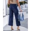 image:imageGRAPENT Wide Leg Jeans for Women Cropped Trendy High Waisted Welt Pocket Stretchy Denim Pants Distressed Trouser JeansDarkness Blue