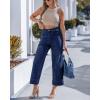 image:imageGRAPENT Wide Leg Jeans for Women Cropped Trendy High Waisted Welt Pocket Stretchy Denim Pants Distressed Trouser JeansDarkness Blue