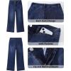 image:imageGRAPENT Wide Leg Jeans for Women Cropped Trendy High Waisted Welt Pocket Stretchy Denim Pants Distressed Trouser JeansDarkness Blue