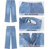 image:imageGRAPENT Wide Leg Jeans for Women Cropped Trendy High Waisted Welt Pocket Stretchy Denim Pants Distressed Trouser JeansLakeside Blue
