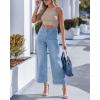 image:imageGRAPENT Wide Leg Jeans for Women Cropped Trendy High Waisted Welt Pocket Stretchy Denim Pants Distressed Trouser JeansLakeside Blue