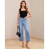 image:imageGRAPENT Wide Leg Jeans for Women Cropped Trendy High Waisted Welt Pocket Stretchy Denim Pants Distressed Trouser JeansLakeside Blue