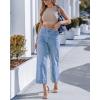 image:imageGRAPENT Wide Leg Jeans for Women Cropped Trendy High Waisted Welt Pocket Stretchy Denim Pants Distressed Trouser JeansLakeside Blue