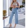 image:imageGRAPENT Wide Leg Jeans for Women Cropped Trendy High Waisted Welt Pocket Stretchy Denim Pants Distressed Trouser JeansLakeside Blue