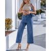 image:imageGRAPENT Wide Leg Jeans for Women Cropped Trendy High Waisted Welt Pocket Stretchy Denim Pants Distressed Trouser JeansMedium Blue