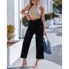 image:imageGRAPENT Wide Leg Jeans for Women Cropped Trendy High Waisted Welt Pocket Stretchy Denim Pants Distressed Trouser JeansTrue Black