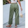 image:imageGRAPENT Wide Leg Pants for Women Cropped Chino High Waisted Business Casual Elastic Waist Work Trouser Pants with PocketArmy Green