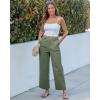 image:imageGRAPENT Wide Leg Pants for Women Cropped Chino High Waisted Business Casual Elastic Waist Work Trouser Pants with PocketArmy Green