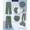 image:imageGRAPENT Wide Leg Pants for Women Cropped Chino High Waisted Business Casual Elastic Waist Work Trouser Pants with PocketArmy Green