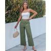 image:imageGRAPENT Wide Leg Pants for Women Cropped Chino High Waisted Business Casual Elastic Waist Work Trouser Pants with PocketArmy Green