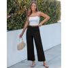 image:imageGRAPENT Wide Leg Pants for Women Cropped Chino High Waisted Business Casual Elastic Waist Work Trouser Pants with PocketBlack