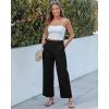 image:imageGRAPENT Wide Leg Pants for Women Cropped Chino High Waisted Business Casual Elastic Waist Work Trouser Pants with PocketBlack