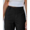 image:imageGRAPENT Wide Leg Pants for Women Cropped Chino High Waisted Business Casual Elastic Waist Work Trouser Pants with PocketBlack
