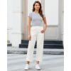image:imageGRAPENT Wide Leg Pants for Women Cropped Chino High Waisted Business Casual Elastic Waist Work Trouser Pants with PocketCream White
