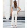 image:imageGRAPENT Wide Leg Pants for Women Cropped Chino High Waisted Business Casual Elastic Waist Work Trouser Pants with PocketCream White